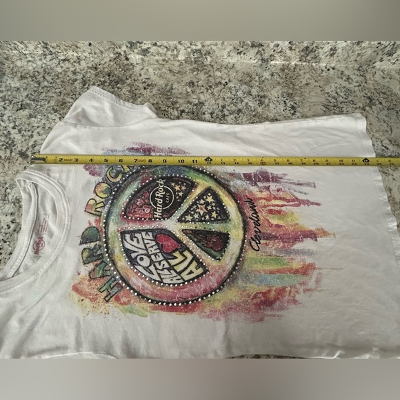 Hard Rock Cafe Cleveland Y2K Graphic Rhinestone Splatter Shirt Logo Size M - Picture 7 of 7